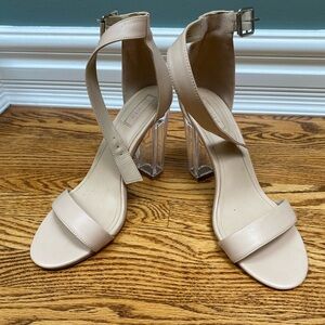 Womens clear heel open toe shoes